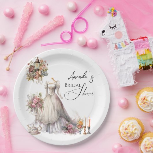 ボヘミビクトリアンア結婚のドレスティーブライダルシャワー ペーパープレート (パーティー)