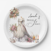 ボヘミビクトリアンア結婚のドレスティーブライダルシャワー ペーパープレート (正面)