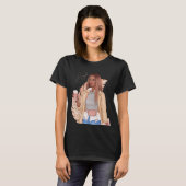 ボヘミフェイクアングリッターガールタンヘアブラウンピンク Tシャツ (正面フル)