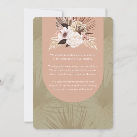 ボヘミモダンアンシックBoho水彩花模様写真 サンキューカード (裏面)