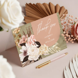 ボヘミモダンアンシックBoho水彩花模様写真 サンキューカード