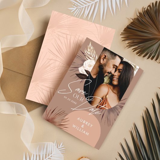 ボヘミモダンアンシックBoho水彩花模様写真 セーブザデート