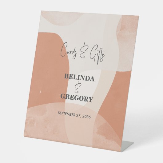 ボヘミモダンアンテラコッタウェディングカードギフト 台座サイン (正面)