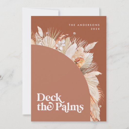 ボヘミモダンアン乾植物性ヤシのクリスマス シーズンカード (正面)