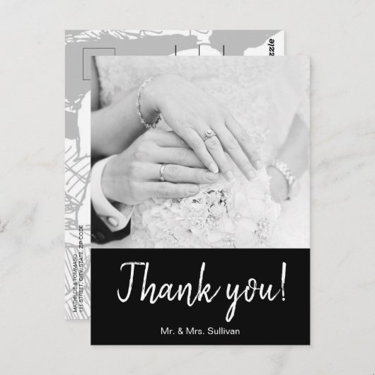 ボヘミモダンアン写真黒ありがとう ポストカード (正面/裏面)