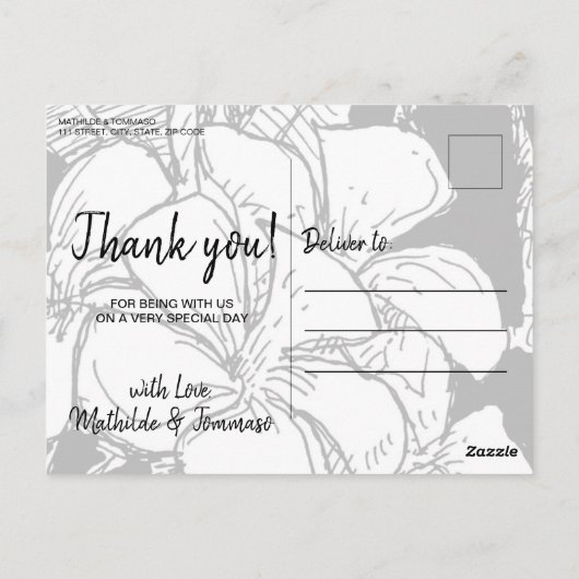 ボヘミモダンアン写真黒ありがとう ポストカード (裏面)