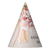 ボヘミモダンアン水色フローラパスター  パーティーハット (左)