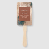 ボヘミモダンアン、パインタリー・テラコッタティール(緑がかった色)結婚ズ ハンドファン (正面)