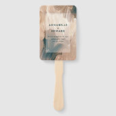 ボヘミモダンアン、パインタリー・テラコッタティール（緑がかった色）結婚ズ ハンドファン (正面)