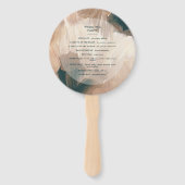 ボヘミモダンアン、パインタリー・テラコッタティール（緑がかった色）結婚ズ ハンドファン (裏面)