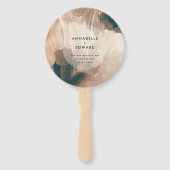 ボヘミモダンアン、パインタリー・テラコッタティール（緑がかった色）結婚ズ ハンドファン (正面)