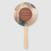 ボヘミモダンアン、パインタリー・テラコッタティール（緑がかった色）結婚ズ ハンドファン (正面)