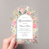 ボヘミモダンフローラキンセアニェラ写真カード アクリル招待状 (インサイチュ (ポータブル))