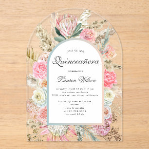 ボヘミモダンフローラキンセアニェラ写真カード アクリル招待状