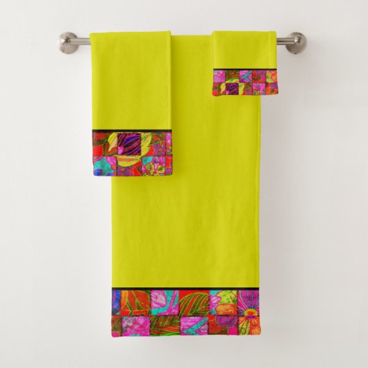 ボヘミ市松模様にフローラ浴用タオルセット バスタオルセット (インサイチュ)