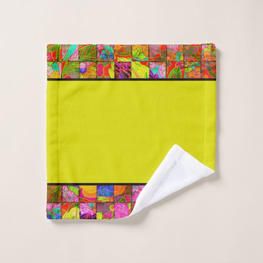 ボヘミ市松模様にフローラ浴用タオルセット バスタオルセット (ウォッシュタオル)