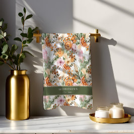 ボヘミ素朴アの植物性の冬の柑橘類クリスマス キッチンタオル