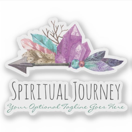 ボヘミ素朴アンの結晶と矢印の水色のロゴ シール (正面)