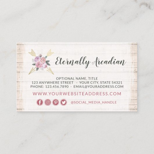 ボヘミ素朴アンフローラアローズBohoソーシャルメディア 名刺 (裏面)