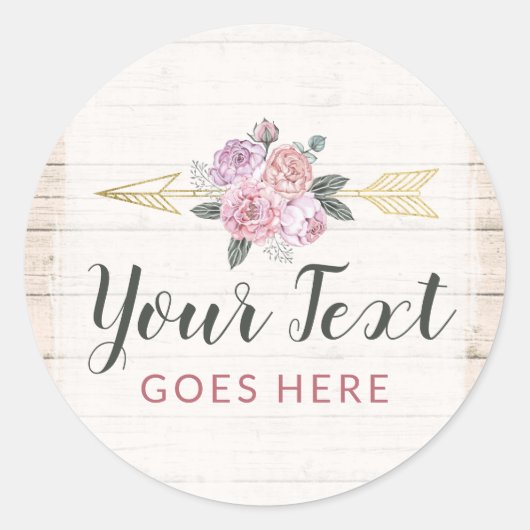 ボヘミ素朴アンフローラ矢印赤面ピンク金ゴールドボホ ラウンドシール (正面)