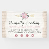 ボヘミ素朴アンフローラ矢印赤面ピンク金ゴールドボホ 横断幕 (横)