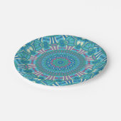 ボヘミ素朴アン幾何学模様ブルーパープル ペーパープレート (アングル)