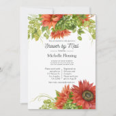 ボヘミ素朴アン赤ひまわりシャワーバイメール 招待状 (正面)