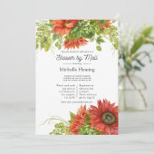 ボヘミ素朴アン赤ひまわりシャワーバイメール 招待状 (スタンド正面)