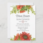 ボヘミ素朴アン赤ひまわりバーチャルシャワー 招待状 (正面)