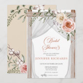 ボヘミ素朴人 |ヴィンテージバラブライダルシャワー 招待状 (正面/裏面)