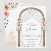 ボヘミ素朴人 |ヴィンテージバラブライダルシャワー 招待状 (正面/裏面)