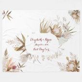 ボヘミ結婚の花のカップル フリースブランケット (正面(横))