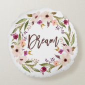 ボヘムウォーター色フローラリース | ドリームスクリプト ラウンドクッション (裏面)