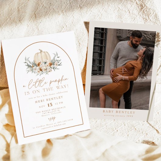 ボヘムテラコッタフローラパンプキンベイビーシャワー 招待状