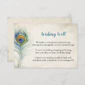 ボヘムピーコックフェザーティール(緑がかった色)ウィングウェル結婚ズ エンクロージャーカード (正面/裏面)