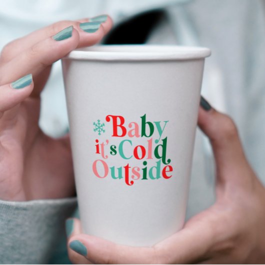 ボヘモダンフォントの赤ちゃん寒いよクリスマス 紙コップ