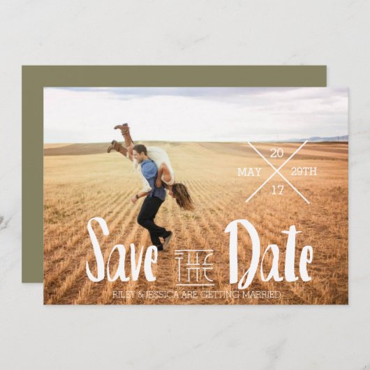 ボヘモダンミアンタイポグラフィ |写真の保存日付 セーブザデート (正面/裏面)