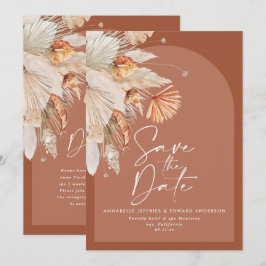 ボヘモダンミアンテラコッタパンパスグラススタイリッシュグラス セーブザデート