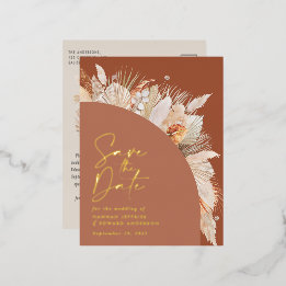 ボヘモダンミアンテラコッタパンパスグラス箔 箔シーズンポストカード