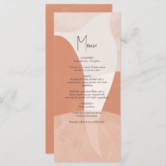 ボヘモダンミアンテラコッタ抽象芸術結婚ズ メニュー (正面/裏面)