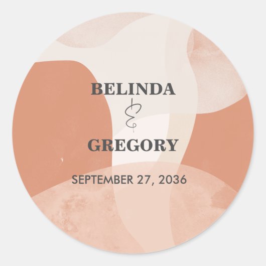 ボヘモダンミアンテラコッタ抽象芸術結婚ズ ラウンドシール (正面)