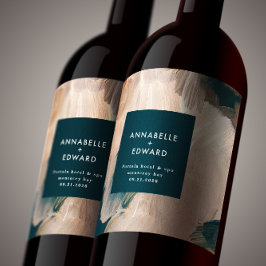 ボヘモダンミアンパインタリー兵馬俑ティール（緑がかった色）結婚ズ ワインラベル