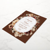 ボヘモダンミアンフローラフレーム結婚金ゴールド 箔招待状 (回転した状態)