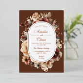 ボヘモダンミアンフローラフレーム結婚金ゴールド 箔招待状 (立ち正面)