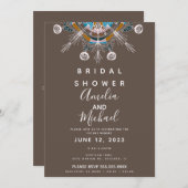 ボヘモダンミアンマンダラブラウンブライダルシャワー 招待状 (正面/裏面)