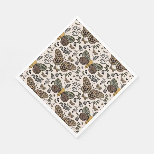 ボヘモダンミアンモスワイルドフラワー抽象芸術模様 スタンダードランチョンナプキン (角)