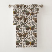 ボヘモダンミアンモスワイルドフラワー抽象芸術模様 バスタオルセット (インサイチュ)