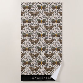 ボヘモダンミアンモスワイルドフラワー抽象芸術模様 ビーチタオル