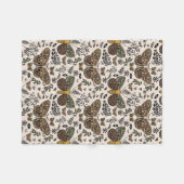 ボヘモダンミアンモスワイルドフラワー抽象芸術模様 フリースブランケット (正面(横))