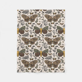 ボヘモダンミアンモスワイルドフラワー抽象芸術模様 フリースブランケット